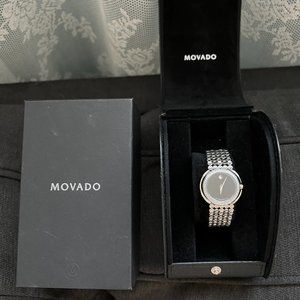 Vintage Movado Trembrili Museum Stainless Steel Swiss Quartz Womens Watch
